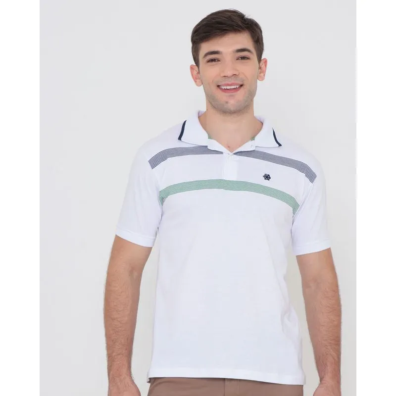 Polo Masculina Estampa Listrada Branca G
