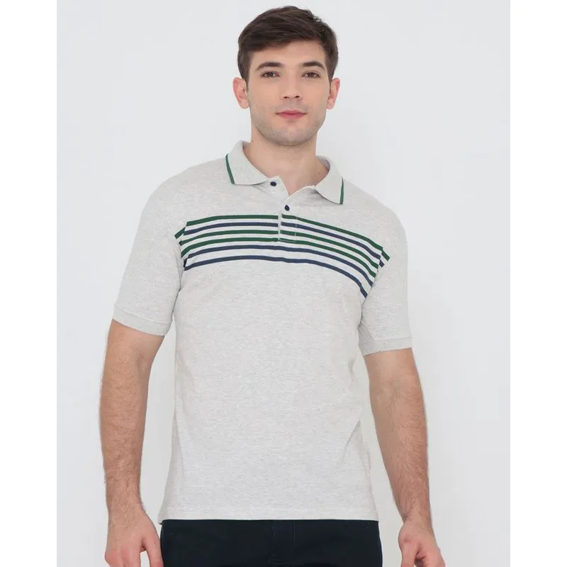 Polo Masculina Estampa Listrada Mescla Cinza Claro P