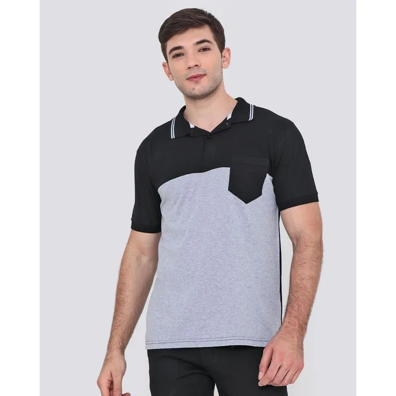 Polo Masculina Boldo Único Recortes Preta GG