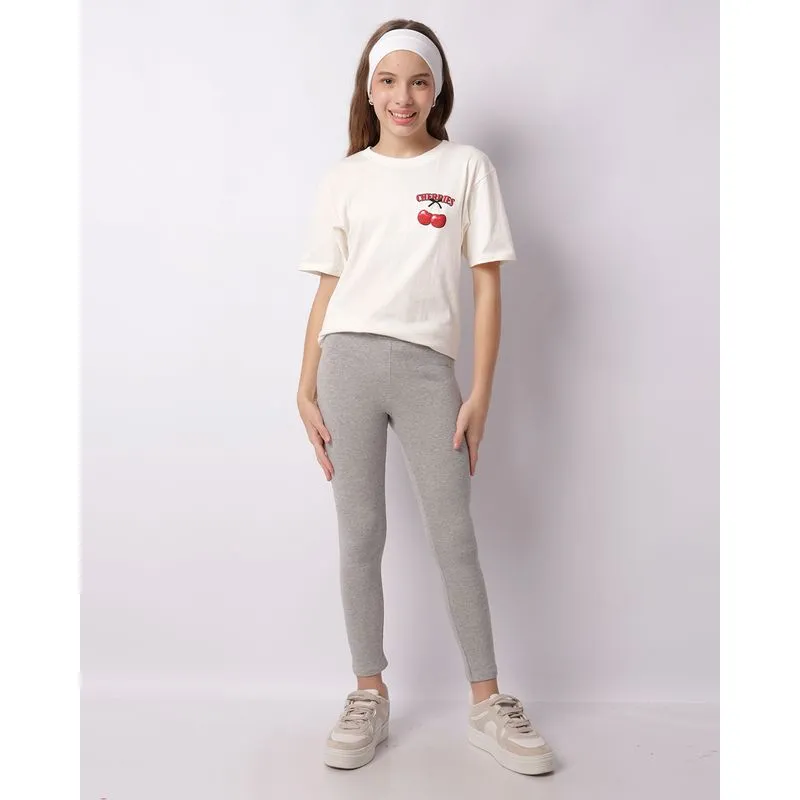 Calça Legging Juvenil Básica Lisa Cinza 14