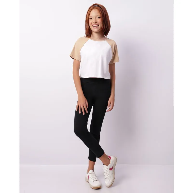 Calça Legging Juvenil Básica Lisa Preta 12