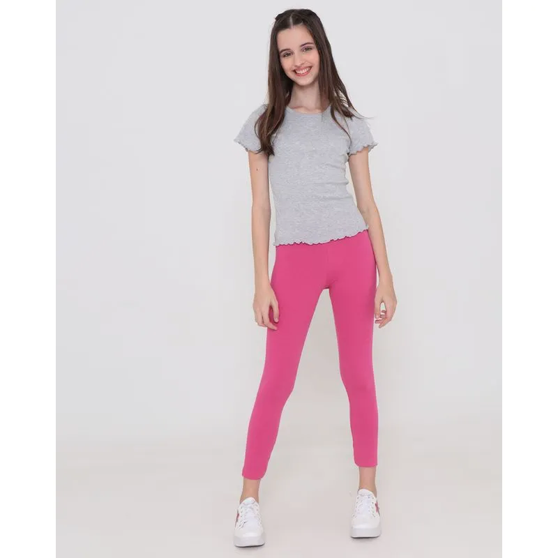 Calça Legging Juvenil Básica Lisa Rosa 12