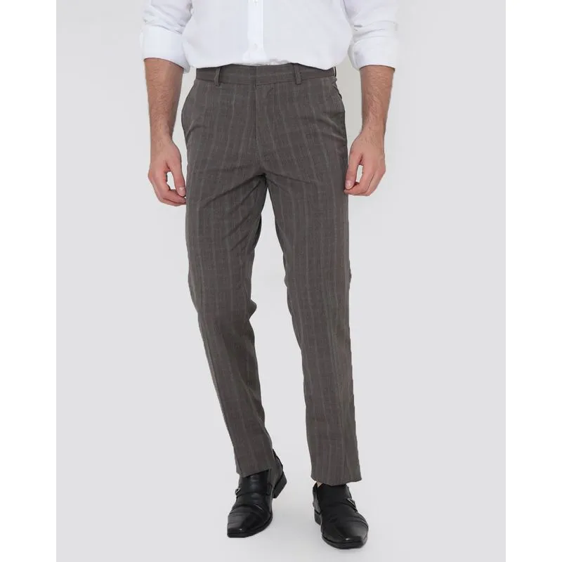 Calça Social Masculina Alfaiataria Xadrez Cinza Escuro 38