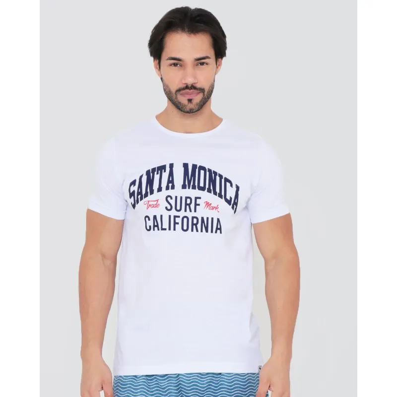 Camiseta Manga Curta Surf Estampada Branca M
