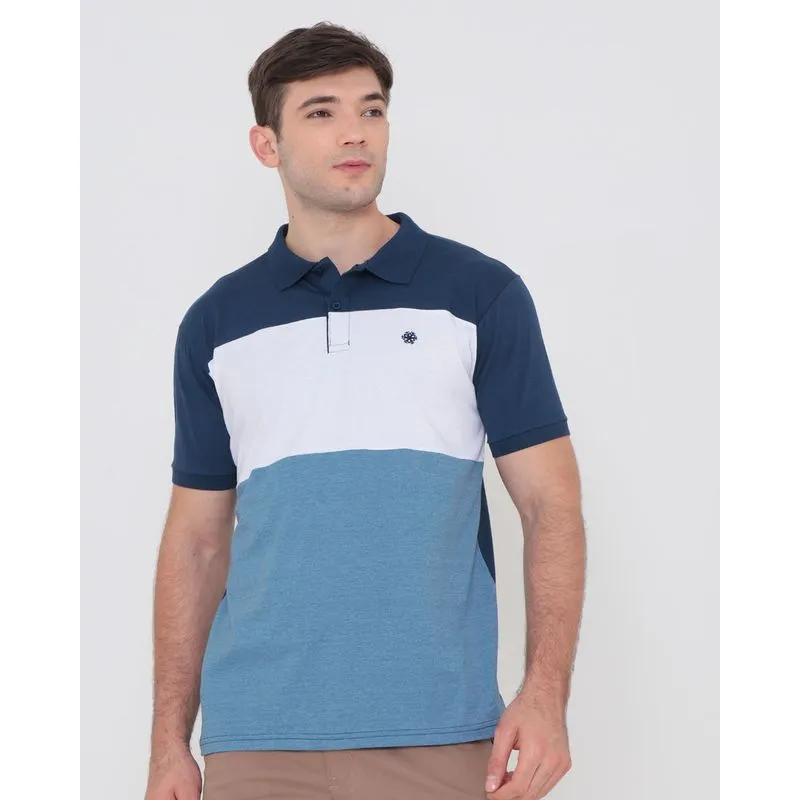 Polo Masculina Recortes Azul Marinho M