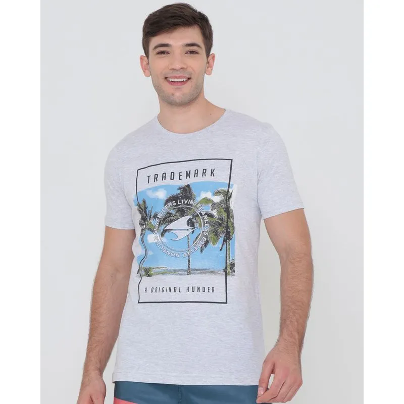 Camiseta Masculina Mescla Estampada Trademark Cinza GG