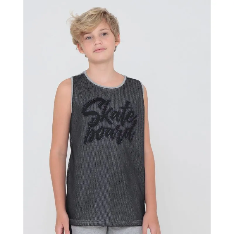 Regata Juvenil Street Com Tela Estampada Cinza 10