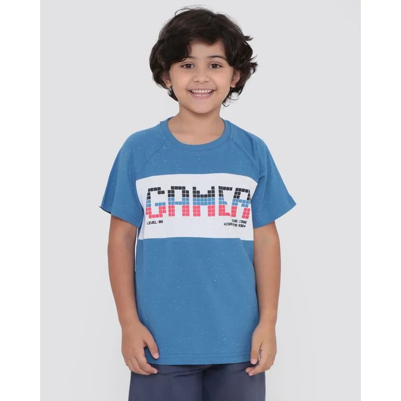 Camiseta Infantil Estampa Game Botonê Azul 4