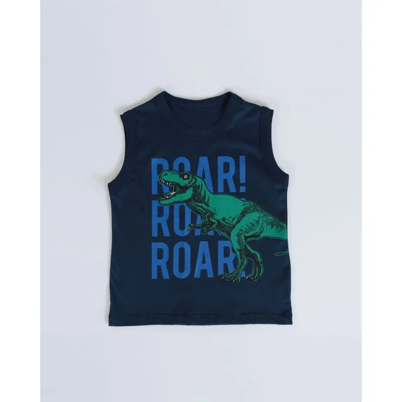 Regata Bebê Estampa Dinossauro Azul Marinho 3