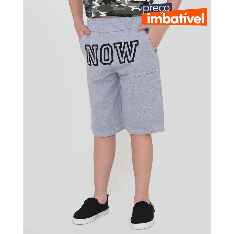 Bermuda Infantil Moletinho Reta Cinza 4