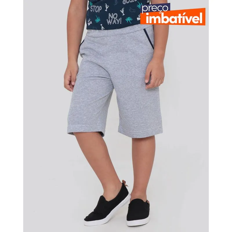 Bermuda Moletinho Infantil Básica Cinza Listrada 8