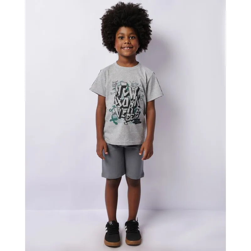 Bermuda Infantil Moletinho Reta Cinza 8