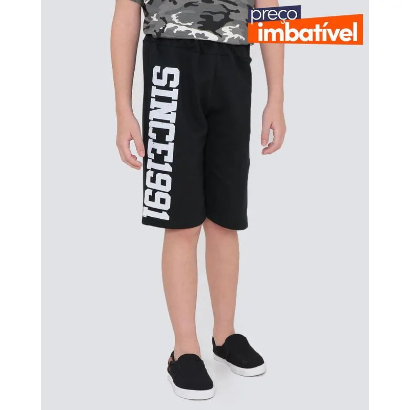Bermuda Moletinho Infantil Estampada Preta 6