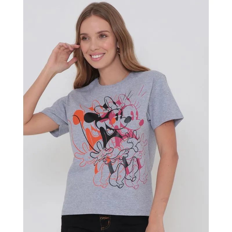 Blusa Estampada Minnie Mouse Disney Mescla Cinza GG
