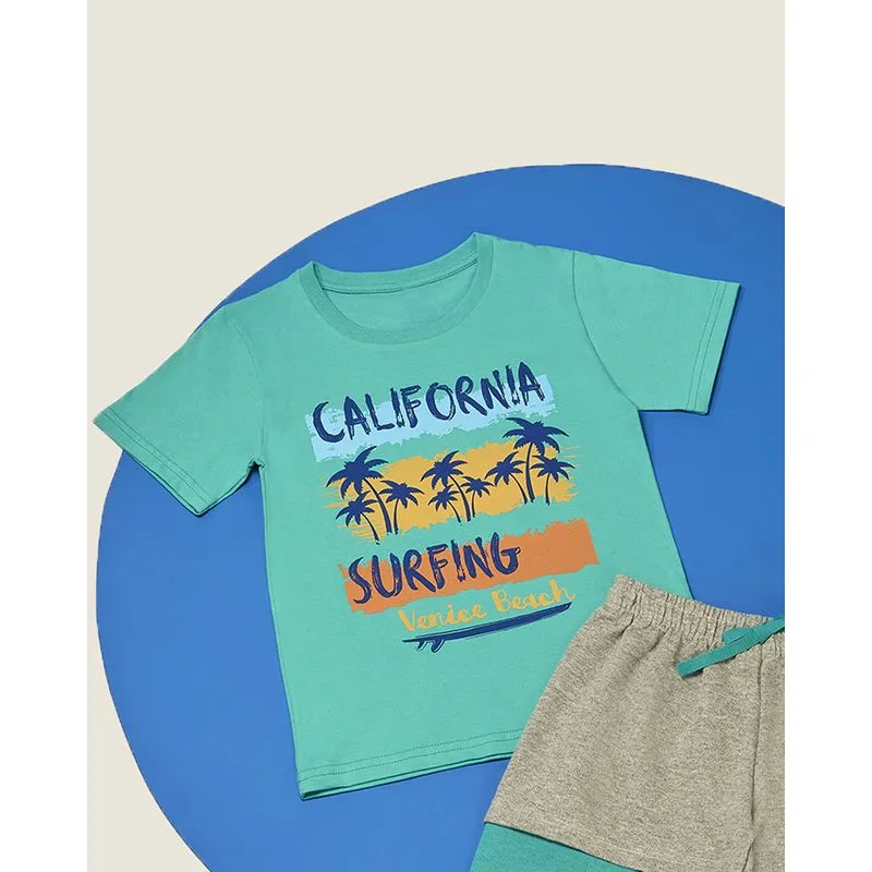 Camiseta Infantil Estampa Praia Verde Claro 6