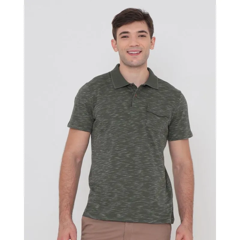 Polo Masculina Bolso Único Mescla Verde Escuro G
