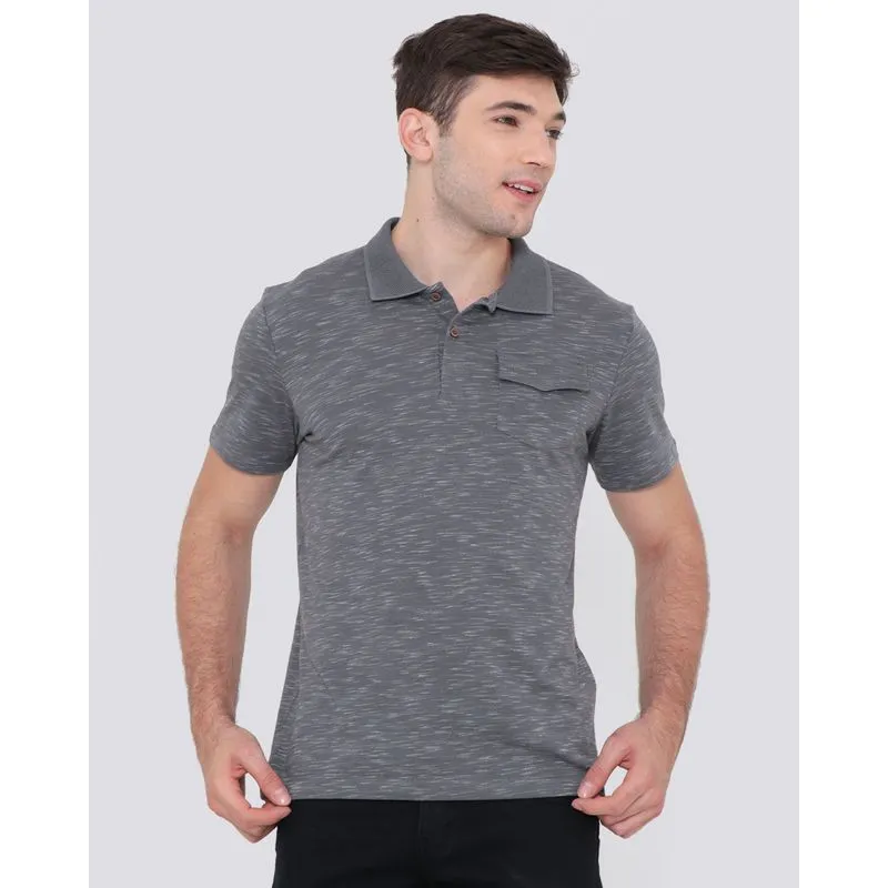Polo Masculina Bolso Único Mescla Cinza P