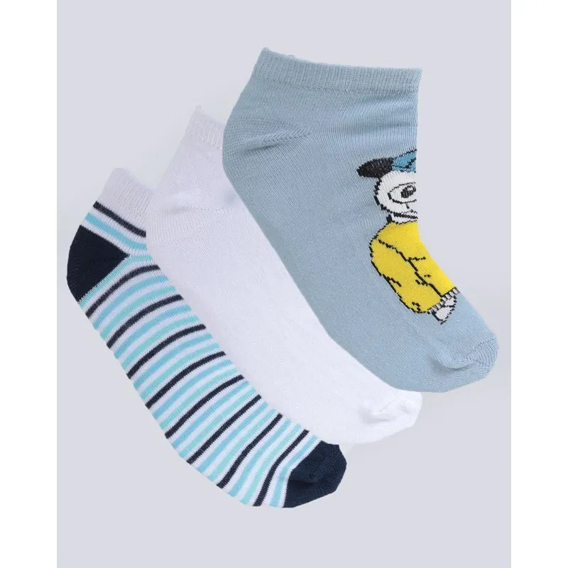 Kit 3 Pares Meia Infantil Dog Listrada Branca Azul 30 A 33
