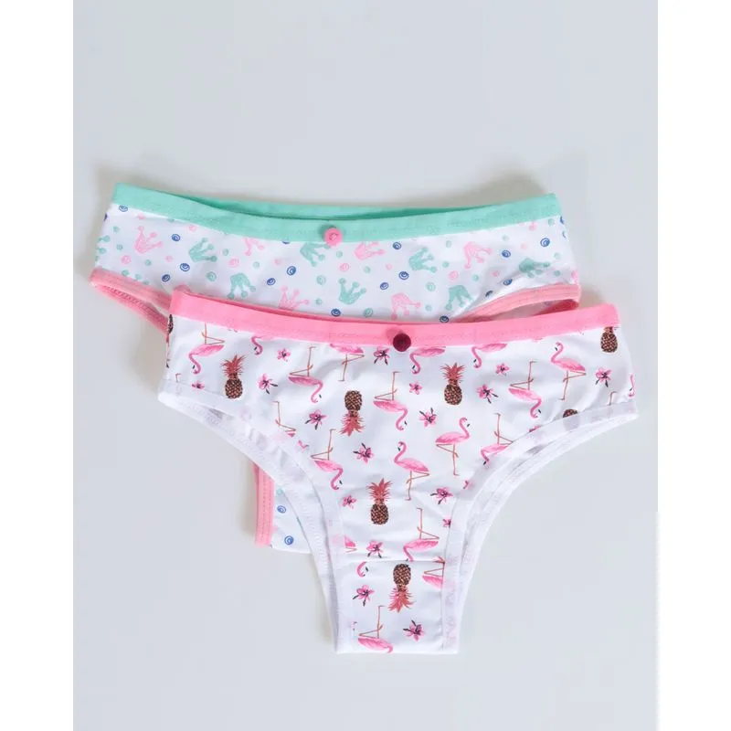 Kit 2 Pares Calcinha Infantil Estampadas Rosa Verde G