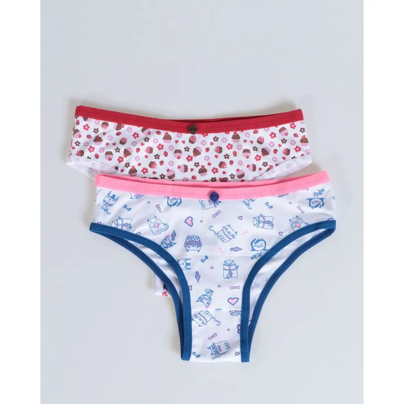 Kit 2 Pares Calcinha Infantil Estampadas Azul Rosa G