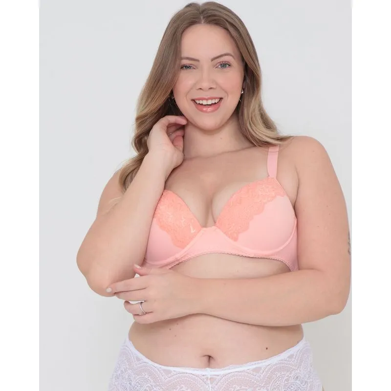 Sutiã Plus Size Feminino Base Avulso Renda Laranja 50