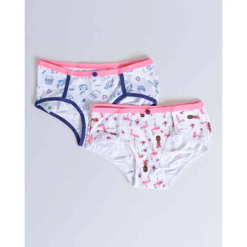 Kit 2 Calcinhas Juvenil Biquíni Rosa Azul M