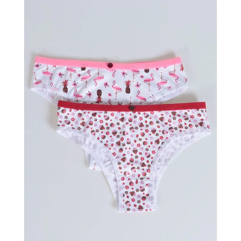 Kit 2 Pares Calcinha Infantil Estampadas Rosa Vermelha GG