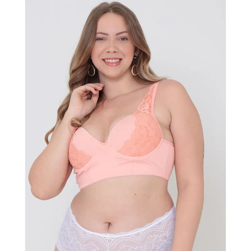 Sutiã Base Plus Size Avulso Top Corpete Renda Laranja 48