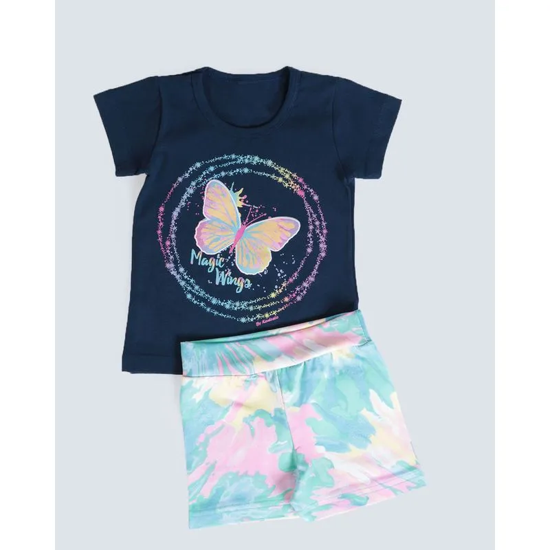 Conjunto Bebê Estampa Borboletas Tye Dye Azul Marinho 3