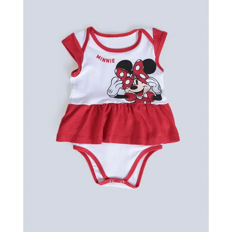 Body Bebê Com Saia Minnie Mouse Disney Branco M