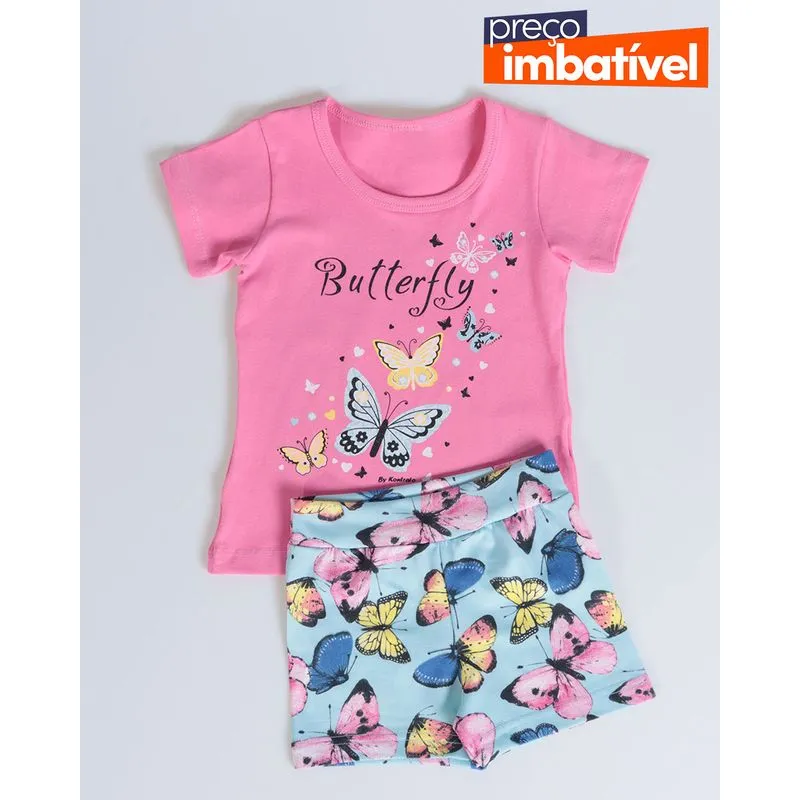 Conjunto Bebê Estampa Borboletas Rosa 2