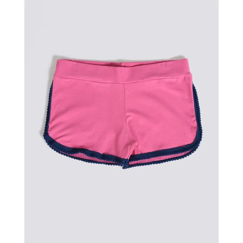 Short Bebê Barra Com Pompons Liso Rosa 3