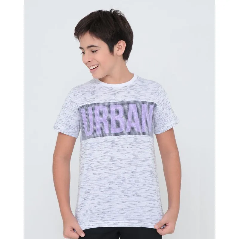 Camiseta Juvenil Manga Curta Recorte Tela Flamê Branca 12