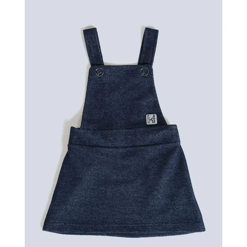Salopete Bebê Malha Jeans Básica Azul Escuro 2