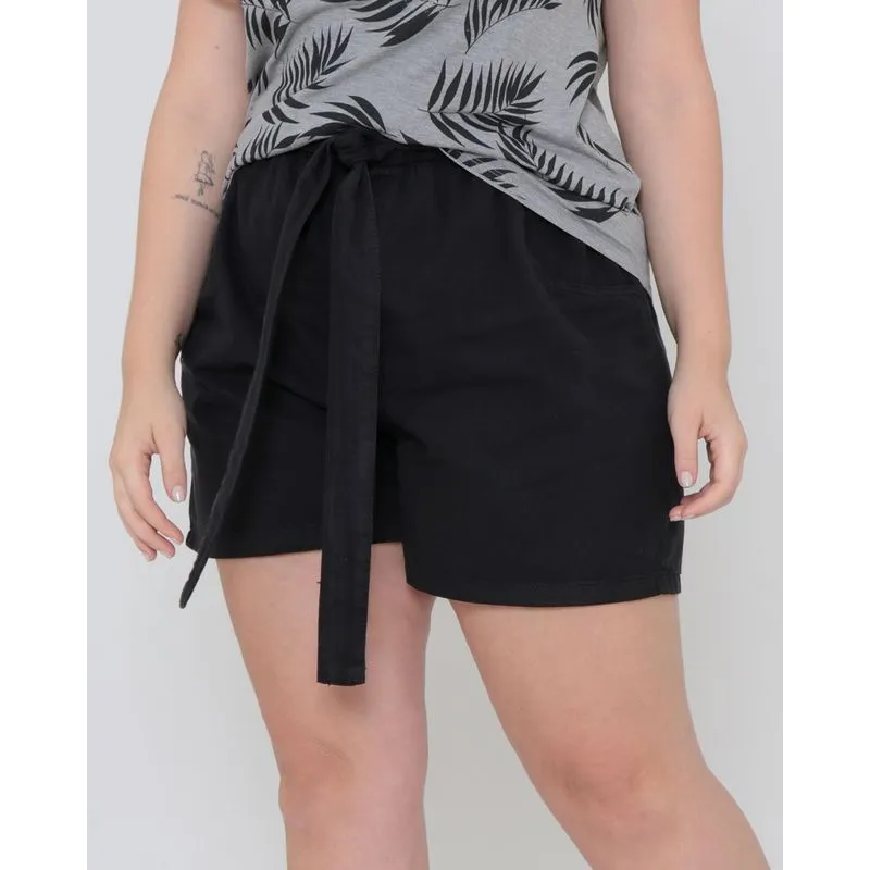 Short Sarja Plus Size Clochard Liso Preto 52