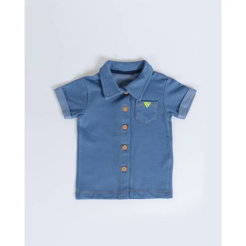 Camisa Jeans Bebê Malha Azul Claro P