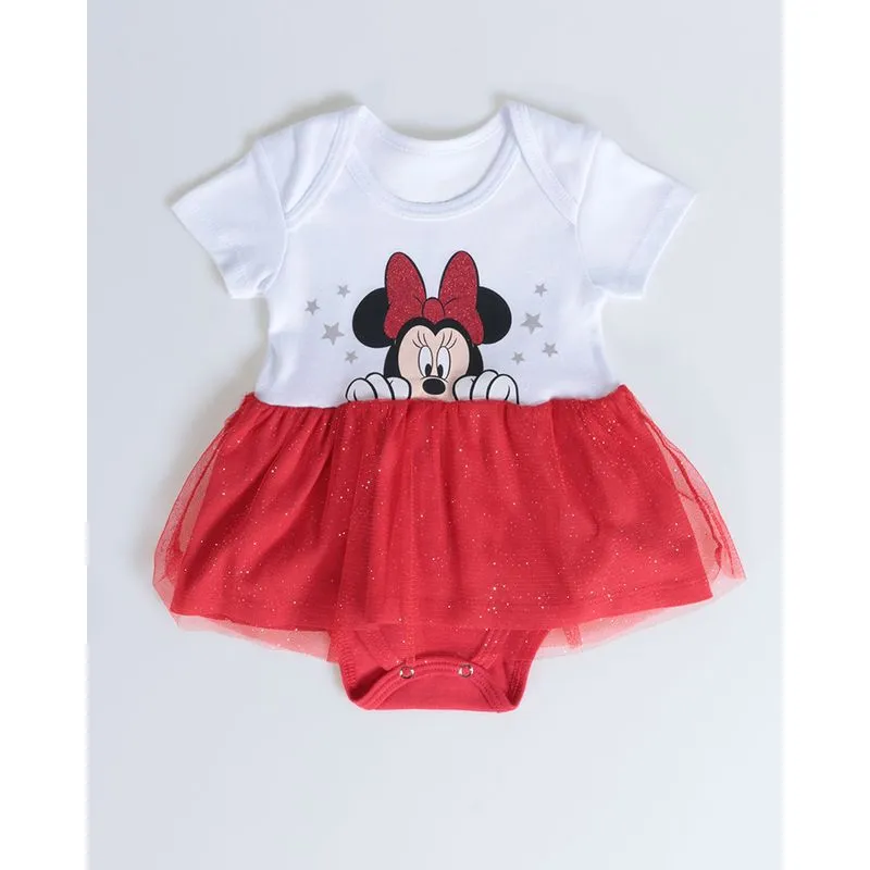 Body Bebê Vestido Estampa Minnie Mouse Disney Branco P