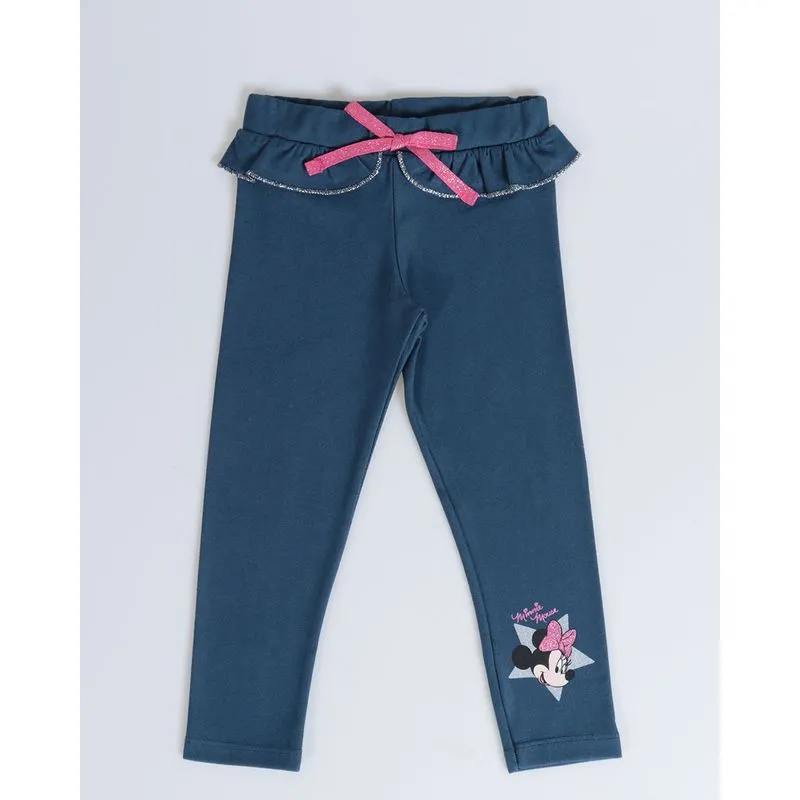 Calça Legging Bebê Babados Minnie Mouse Disney Azul Marinho 1