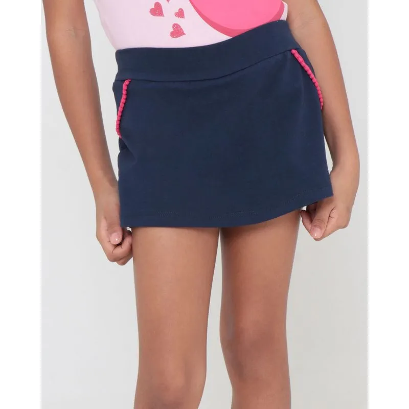 Short Saia Infantil Pom Pom Azul Marinho 4