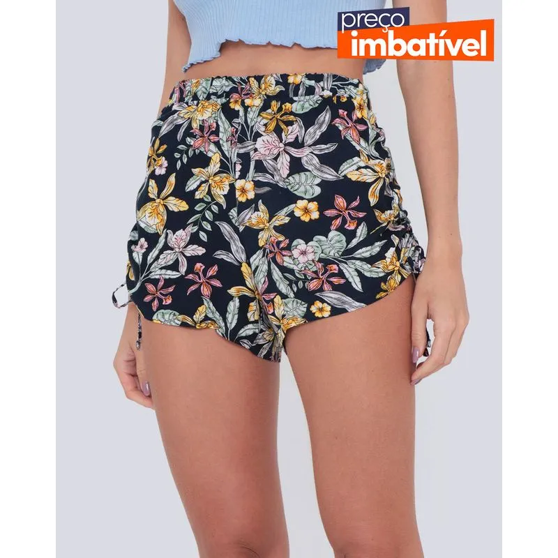 Short Viscose Estampa Floral Azul Marinho G