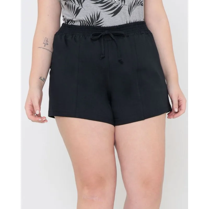 Short Moletinho Plus Size Recorte Preto G1