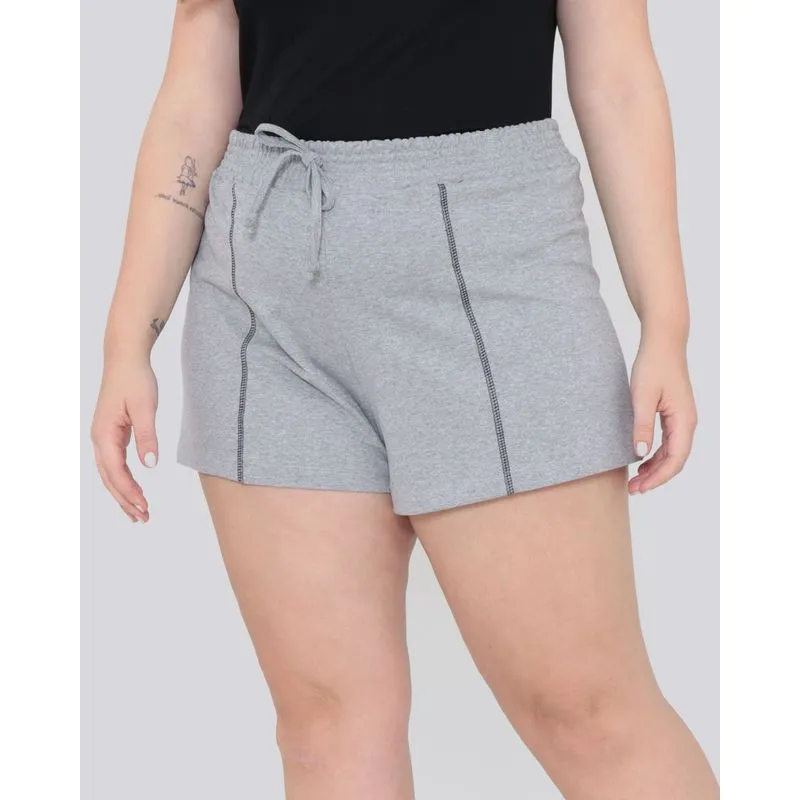 Short Moletinho Feminino Plus Size Recorte Cinza G3
