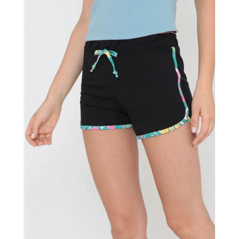 Short Moletinho Feminino Boxer Com Viés Estampado Preto GG