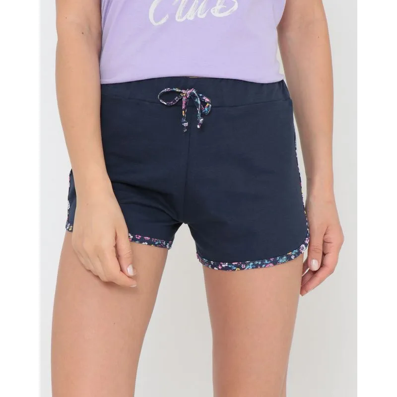 Short Moletinho Feminino Boxer Com Viés Estampado Azul Marinho G