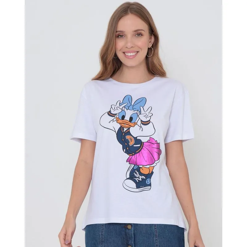 Camiseta Feminina Disney Margarida Manga Curta Branca P