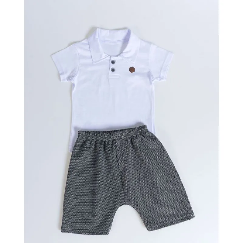 Conjunto Bebê Polo e Bermuda Branco 3