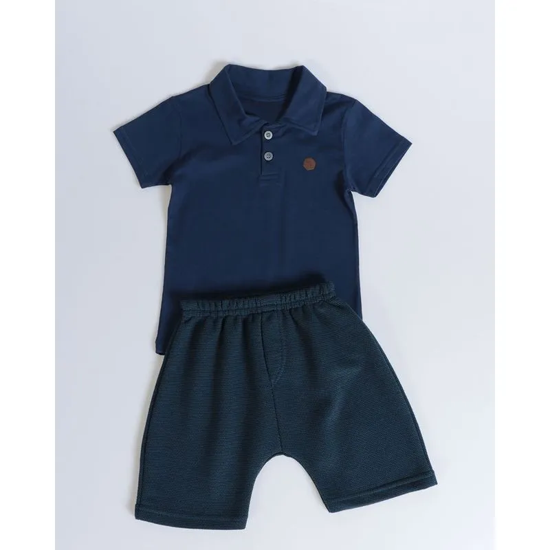 Conjunto Bebê Polo Azul Marinho 1