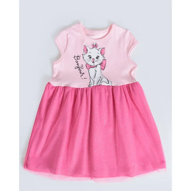 Vestido Bebê Tule Gata Marie Disney Rosa M