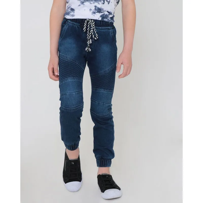 Calça Jeans Moletinho Infantil Jogger Azul 6