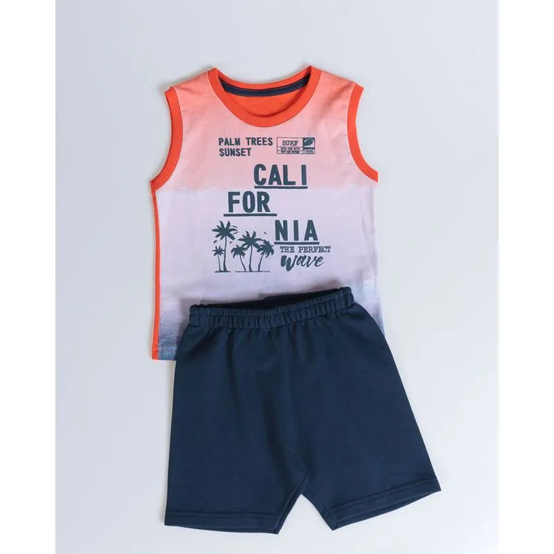 Conjunto Bebê Surf Regata Estampa Califórnia Laranja 1